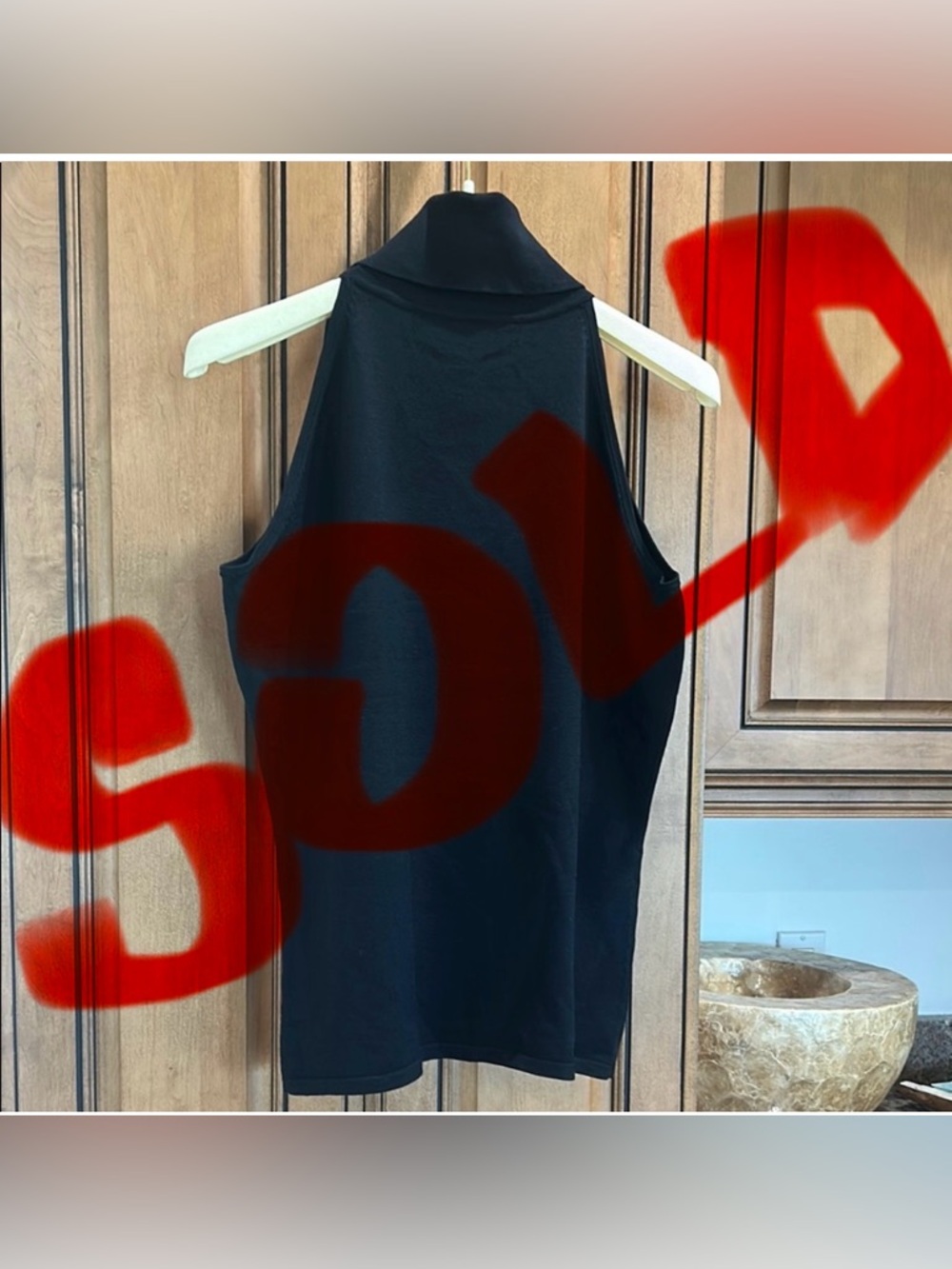 Per Se Black Sleeveless Turtleneck Sweater